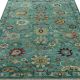 Teal And Yellow Modern Oushak Wool Rug